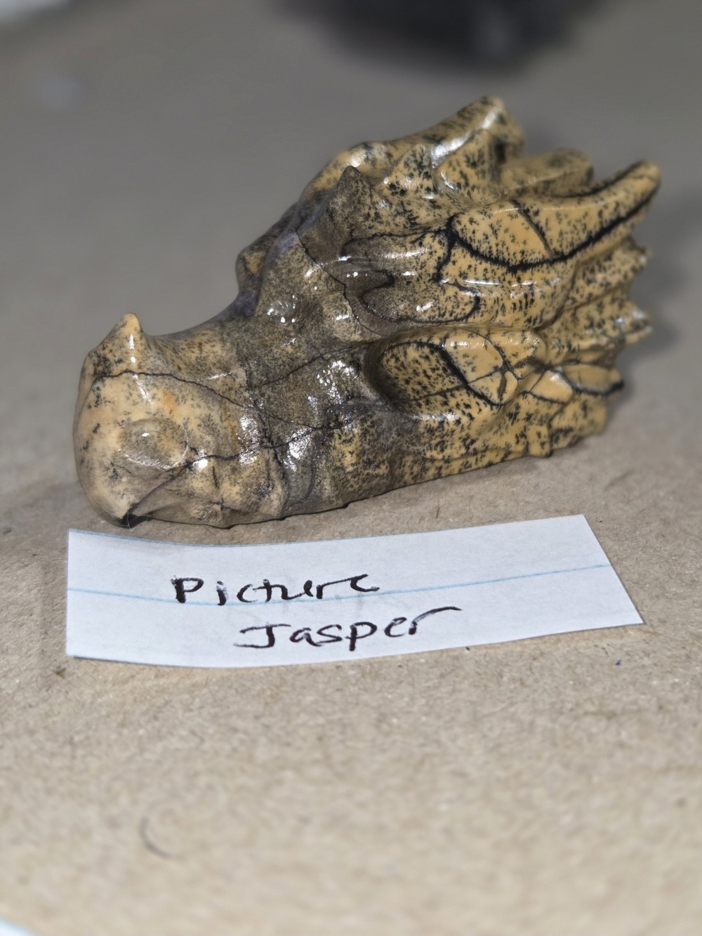 Detailed Picture Jasper Crystal Carved Dragon Head Stone Sculpture Decor